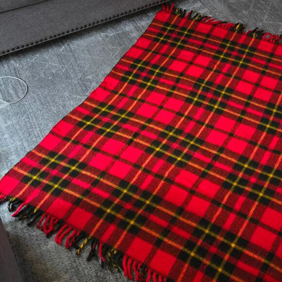 VTG Faribo Woolen Mill Co Pack a Robe Red Black Plaid Stadium Blanket w Case - Picture 10 of 15